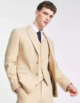 Свадебный пиджак скинни из смесовой шерсти с узором «елочка» ASOS