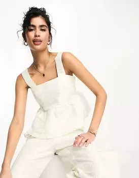 Свадебный топ Y.A.S из жаккарда с баской белого цвета