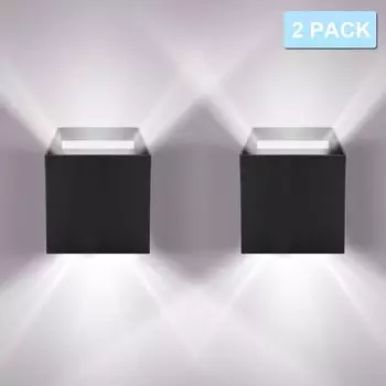 SWANEW светодиодный настенный светильник, настенные светильники, IP65, лампа для гостиной, прихожей, лестница, настенный светильник, наружное украшение, 12 Вт, черный, холодный белый, упаковка из 2 шт.
