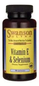 Swanson, БАД Витамин Е + Селен, 90 капсул