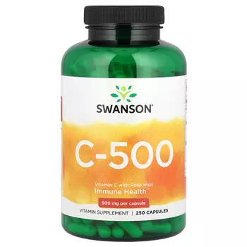 Swanson, C-500, витамин C с шиповником, 250 капсул
