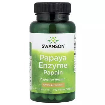 Swanson, Фермент папайи папаин, 100 мг, 90 веганских капсул