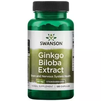 Swanson Ginkgo Biloba Улучшение настроения, улучшение работы мозга, 120 шт.