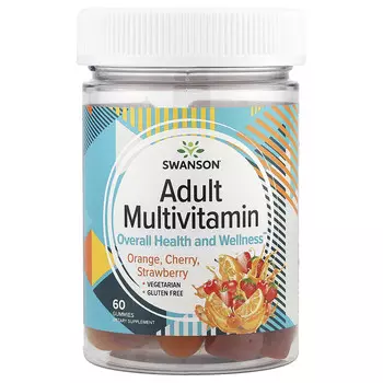 Swanson, Мультивитаминные жевательные мармеладки для взрослых, апельсин, вишня, клубника, 60 жевательных таблеток