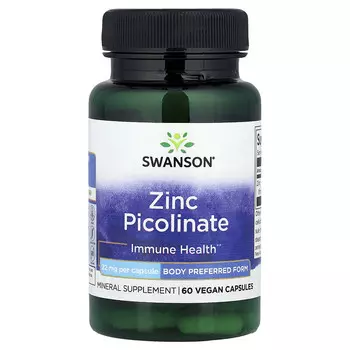 Swanson, Пиколинат цинка, 22 мг, 60 капсул