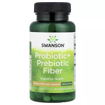 Swanson, Пробиотик и пребиотическая клетчатка, 60 веганских капсул