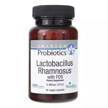 Swanson, Пробиотик Lactobacillus Rhamnosus с ФОС, 60 капсул, белый