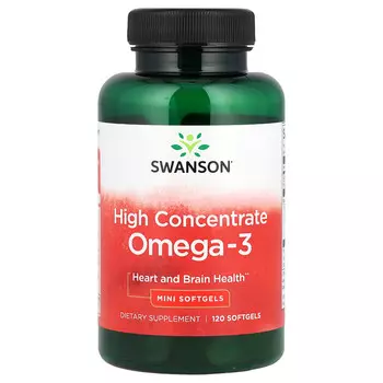 Swanson, Высококонцентрированная омега-3, 120 мини-капсул