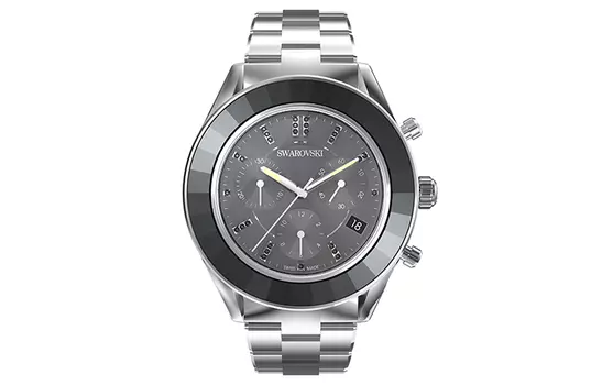 Swarovski Наручные часы Octea Lux Sport Collection с кварцевым механизмом, металлическим ремешком и черным циферблатом, унисекс, 5610520