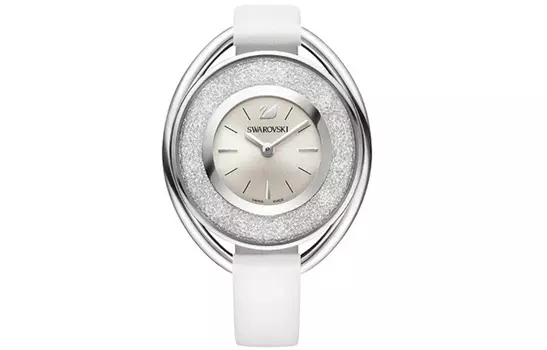 Swarovski Наручные часы с кварцевым механизмом, кожаным ремешком и белым циферблатом, женские часы