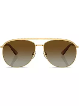 Swarovski солнцезащитные очки-пилоты с кристаллами, золотистый