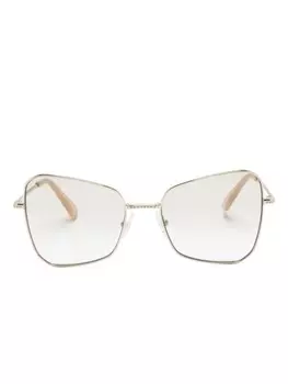Swarovski солнцезащитные очки в геометричной оправе, золотой