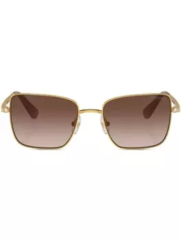Swarovski солнцезащитные очки в квадратной оправе с кристаллами, золотой