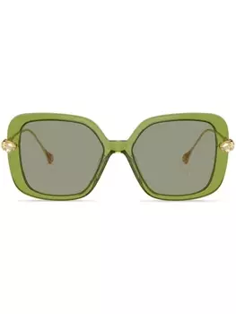 Swarovski солнцезащитные очки в массивной оправе с кристаллами, зеленый