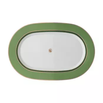 Swarovski x SIGNUM Тарелка Fern 34 см Rosenthal, белый/золотой/зеленый