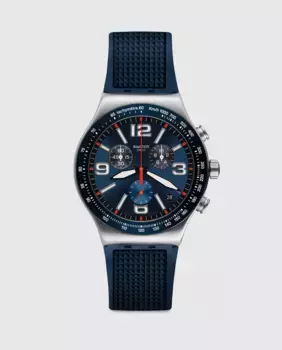 Swatch Blue Grid YVS454 синие резиновые мужские часы