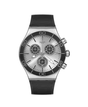 Swatch отличные часы для активного отдыха с черным каучуковым ремешком, черный