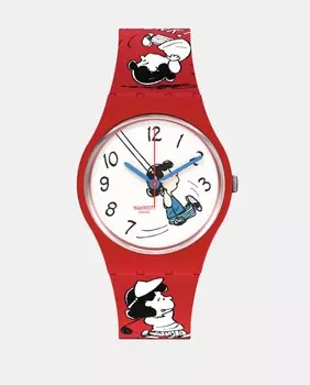 Swatch x Peanuts Klunki SO28Z106 Красные женские часы с принтом Swatch, красный
