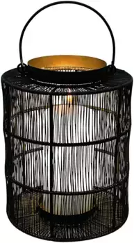 Свеча-фонарь Leonique "Подсвечник Синни", (1 шт), подвесной фонарь из металла, с ручкой 22 см, черный/золотой