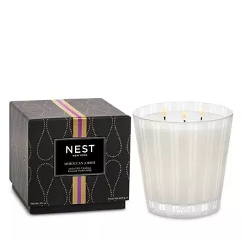 Свеча NEST Fragrances с марокканским янтарем, 3 фитиля NEST New York, белый