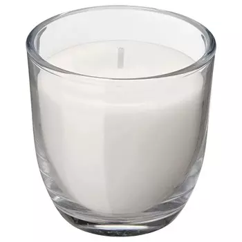 Свеча в стакане, без запаха, белая, 7,5 см, JUBLA IKEA