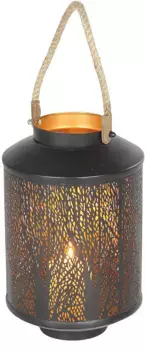 Свечной фонарь Ambiente House "Фонарь лесной дизайн, веревочная ручка - (В) 50см", (1 шт.) Ambiente Haus 20х50х20 см, черный