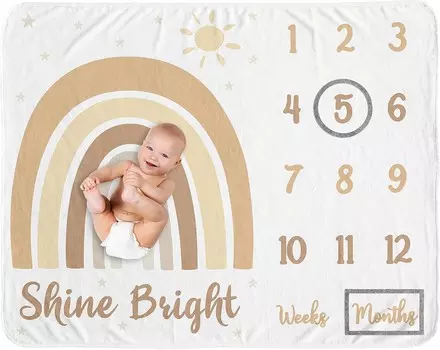 Sweet Jojo Designs Нейтральный бохо Радуга для девочек и мальчиков Одеяло Milestone Ежемесячно для новорожденных Коврик для первого года обучения Детский душ Подарок на память Горчичный Желтый Тыквенный Оранжевый Богемный солнечный свет Современ...