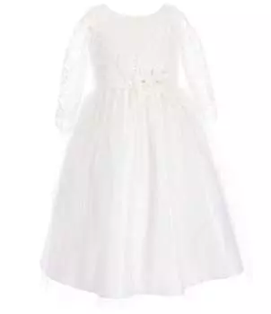 Sweet Kids Маленькие девочки 2-6 лет с рукавами 3/4 и цветочным кружевом из тюля с кристаллами, слоновая кость