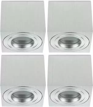 Sweet LED накладной точечный светильник для ванной комнаты, квадратный, плоский алюминиевый потолочный светильник IP44, накладной светильник, набор из 4 шт., серебро