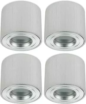 Sweet LED накладной точечный светильник для ванной комнаты, плоский алюминиевый потолочный светильник, круглый точечный светильник IP44, набор из 4 шт., серебро