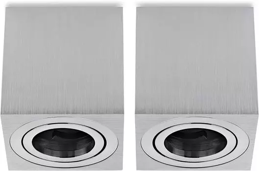 Sweet LED накладной точечный светильник квадратный GU10 круглый алюминиевый потолочный накладной спот, комплект из 2 шт., серебро