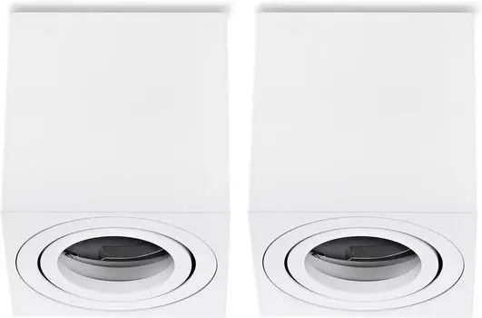 Sweet LED накладной точечный светильник квадратный белый GU10 алюминиевый потолочный накладной спот, комплект из 2 шт.