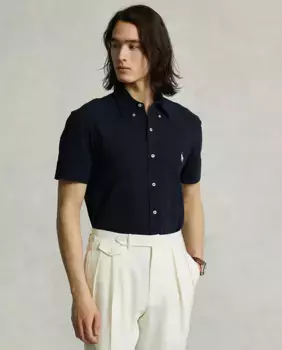Сверхлегкая мужская рубашка из пике стандартного кроя Polo Ralph Lauren, темно-синий