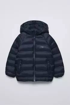 Сверхлегкая водоотталкивающая пуховая куртка ZARA, темно-синий