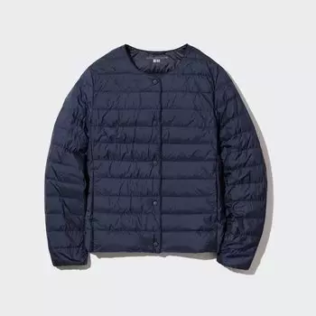 Сверхлегкий компактный пуховик UNIQLO, темно-синий