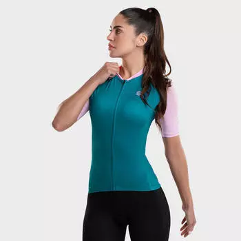 Сверхлегкий женский велосипедный свитер M3 Bramont SIROKO, изумрудно-зеленый / розовый