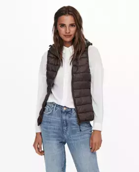 Сверхлегкий женский жилет с капюшоном Only, темно-коричневый