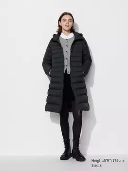 Сверхлегкое пуховое длинное пальто Uniqlo, черный