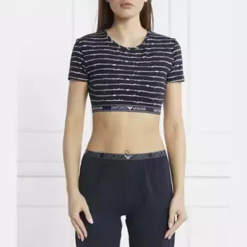 Сверху укороченная пижама Emporio Armani, синий