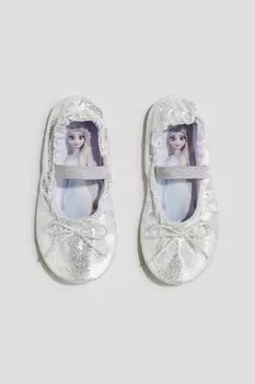 Сверкающие балетки H&M, серебряный