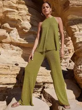 Сверкающие широкие брюки Ro&Zo, зеленый