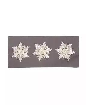 Сверкающие снежинки, вышитые двухслойной рождественской скатертью Manor Luxe, серый