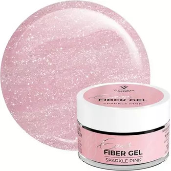 Сверкающий УФ/LED строительный гель Easy Fiber Gel для маникюра с блестками Pink 15 мл Victoria Vynn