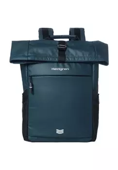 Свернутый рюкзак, набивка на спине, нагрудный ремень, блокировщик RFID Hedgren, цвет City Blue
