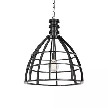 Свет и жизнь — Загородный дом I Винтажный круглый подвесной светильник в деревенском стиле I Подвесной светильник I Подвесной светильник черный — Гвен I Гостиная — Металлический круглый — Светодиод подходит E27 Light & Living