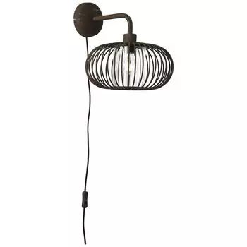 Светильник BRILLIANT, настенный светильник Willard с кабелем ржавого цвета, металл, 1x A60, E27, 60Вт, обычные лампы (в комплект не входят), коричневый