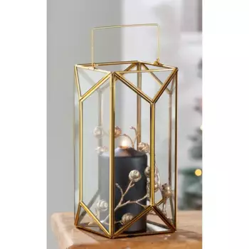 Светильник GILDE «Уютный подсвечник, фонарь», (1 шт.), 1 лампочка, металл и стекло, высота ок. 29 см, цвет goldfarben