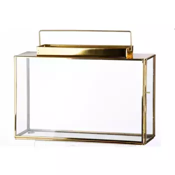 Светильник GILDE «Уютный подсвечник, прямоугольный», (1 шт.), 1 лампочка, металл и стекло, ширина ок. 30 см, цвет goldfarben