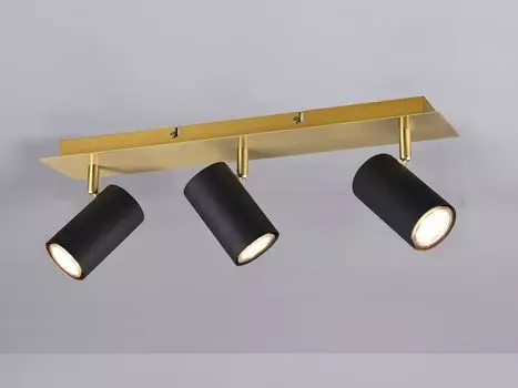 Светильники Trio 3 точечные Marley черный-матовый-латунь 48 x 9 см GU10 35 Вт