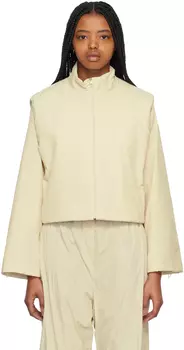 Светлая двусторонняя куртка со съемными рукавами бежевого цвета AMOMENTO